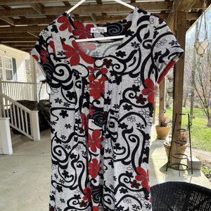Women L .A. SOUL Floral Scoop Short Sleeve Jersey Top Tunic Mini Dress M/L